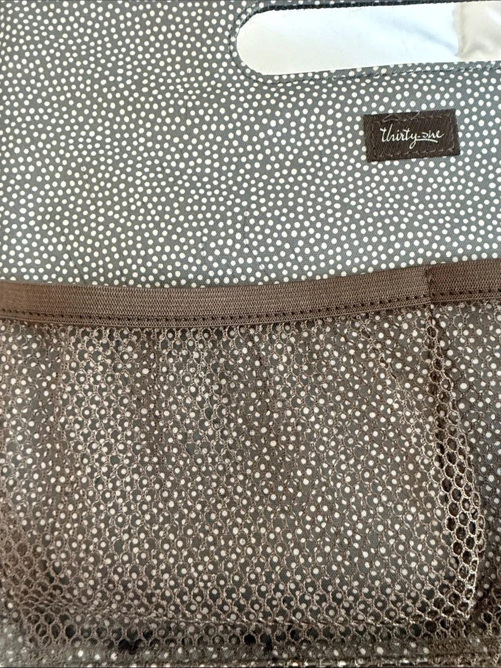 thirty-one Brown and Cream Dotted Organizer File Holder
